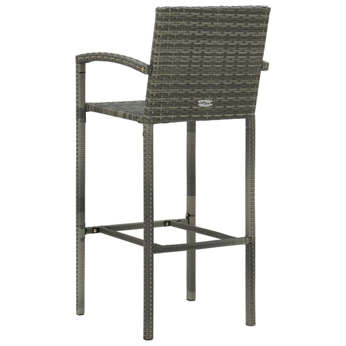 Bar Stools 2 Pcs Grey Poly Rattan Gl68715