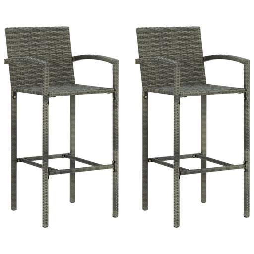 Bar Stools 2 Pcs Grey Poly Rattan Gl68715