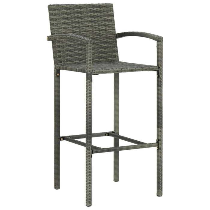 Bar Stools 2 Pcs Grey Poly Rattan Gl68715