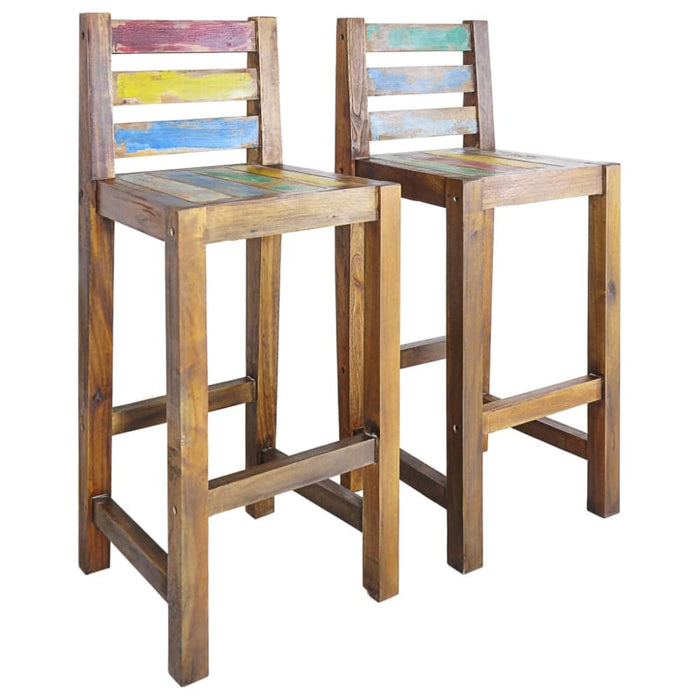 Bar Stools 2 Pcs Solid Reclaimed Wood Gl7375