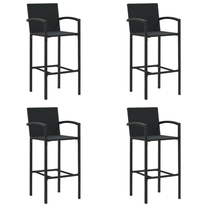 Bar Stools 4 Pcs Black Poly Rattan Tlxpna