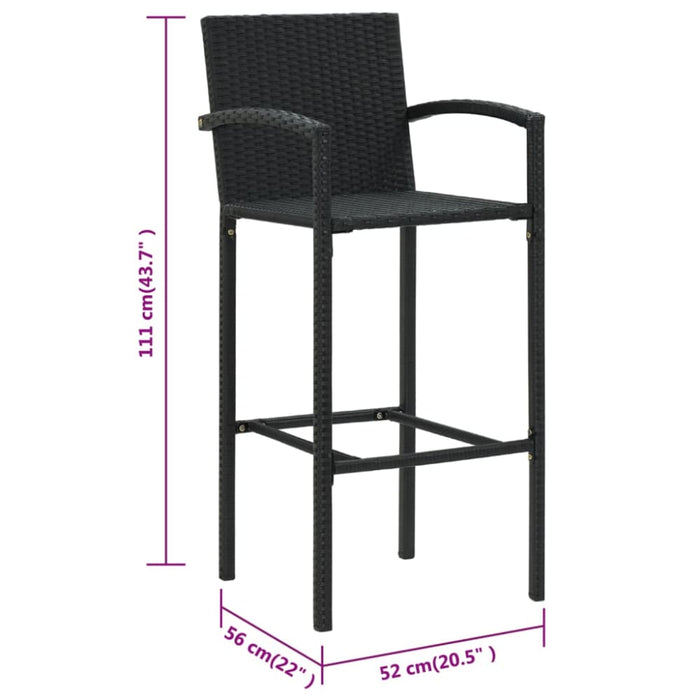 Bar Stools 4 Pcs Black Poly Rattan Tlxpna