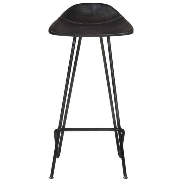 Bar Stools 4 Pcs Black Real Leather Gl6666