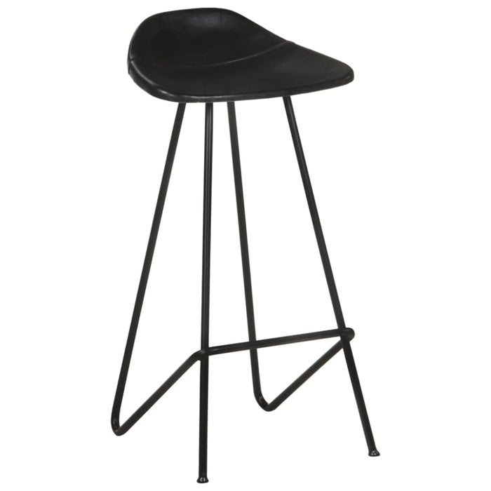 Bar Stools 4 Pcs Black Real Leather Gl6666