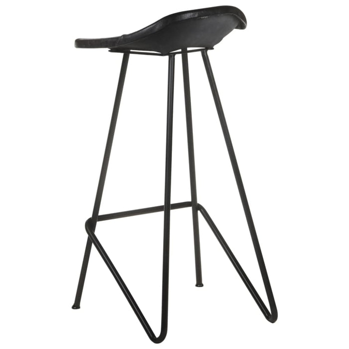 Bar Stools 4 Pcs Black Real Leather Gl6666