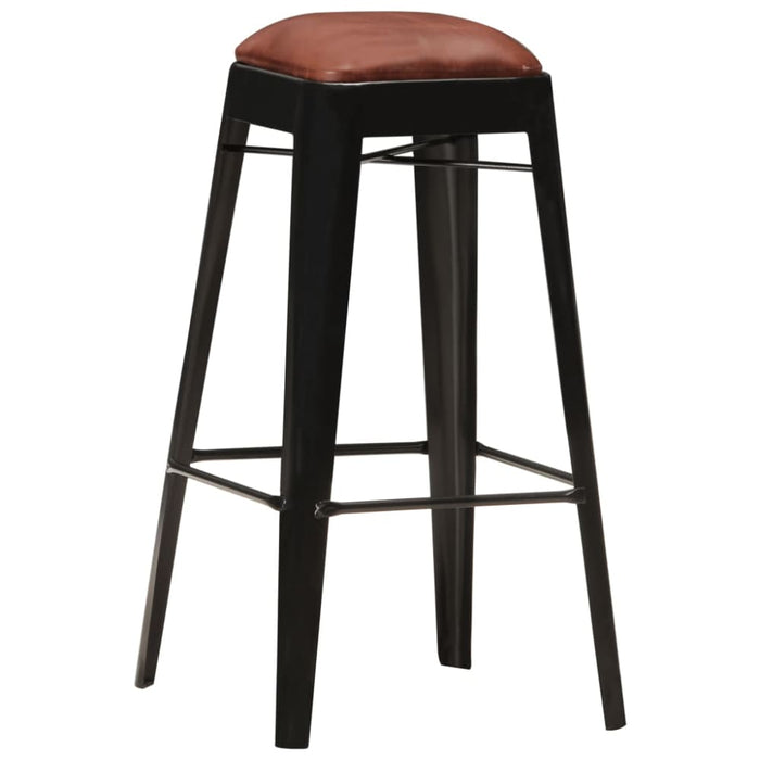 Bar Stools 4 Pcs Black Real Leather Xnloxn