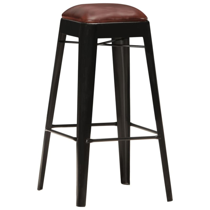 Bar Stools 4 Pcs Black Real Leather Xnloxn