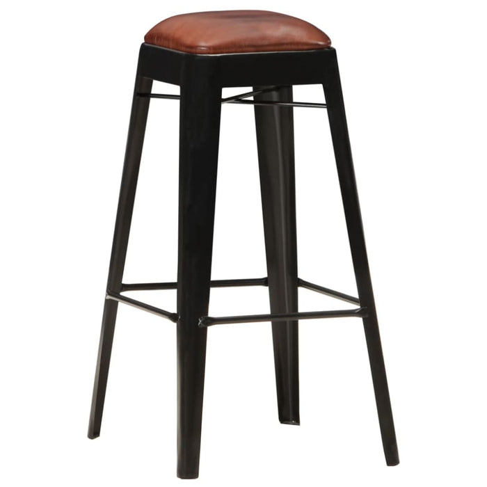 Bar Stools 4 Pcs Black Real Leather Xnloxn