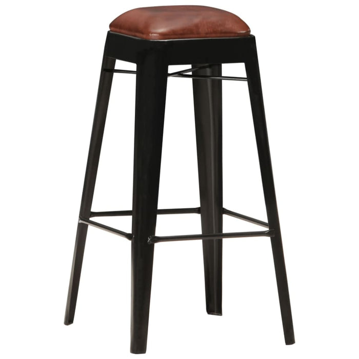 Bar Stools 4 Pcs Black Real Leather Xnloxn