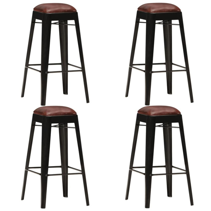 Bar Stools 4 Pcs Black Real Leather Xnloxn