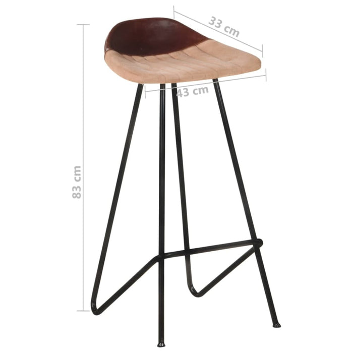 Bar Stools 4 Pcs Brown Real Leather Gl66266