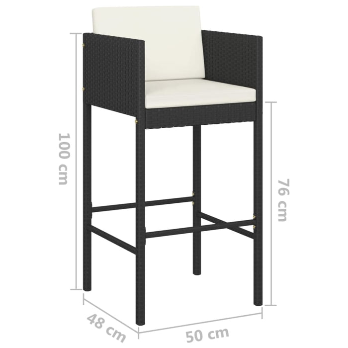 Bar Stools 4 Pcs With Cushions Black Poly Rattan Gl6691666