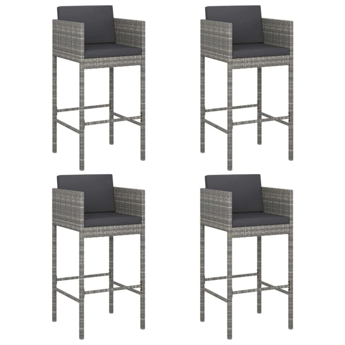 Bar Stools 4 Pcs With Cushions Grey Poly Rattan Gl66816661