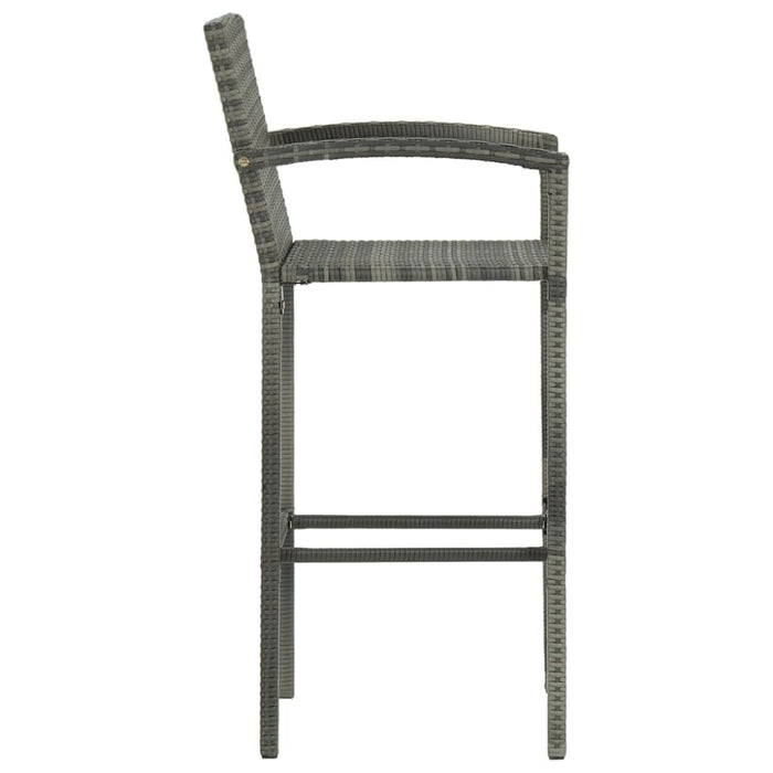 Bar Stools 4 Pcs Grey Poly Rattan Gl691156