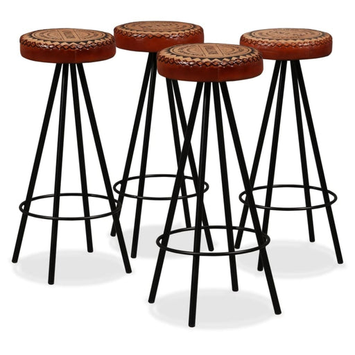 Bar Stools 4 Pcs Real Leather Xapaan