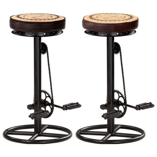 Bar Stools With Canvas Print 2 Pcs Black And Brown Real