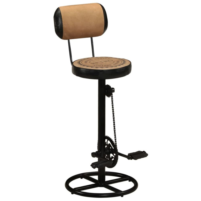 Bar Stools With Canvas Print 2 Pcs Brown And Black Real