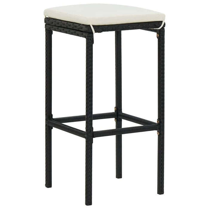 Bar Stools With Cushions 2 Pcs Black Poly Rattan Gl6851