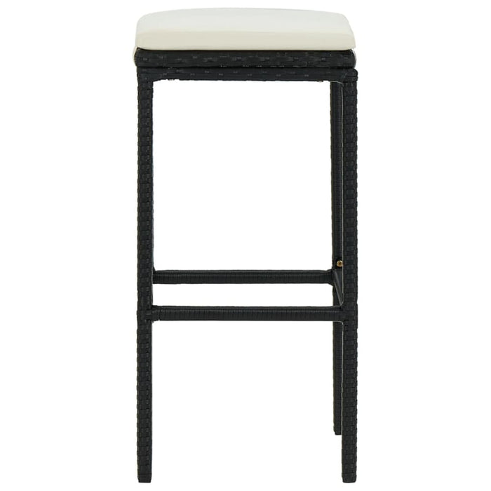 Bar Stools With Cushions 2 Pcs Black Poly Rattan Gl6851