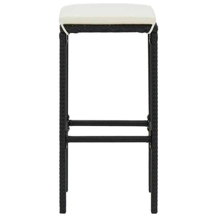 Bar Stools With Cushions 2 Pcs Black Poly Rattan Gl6851