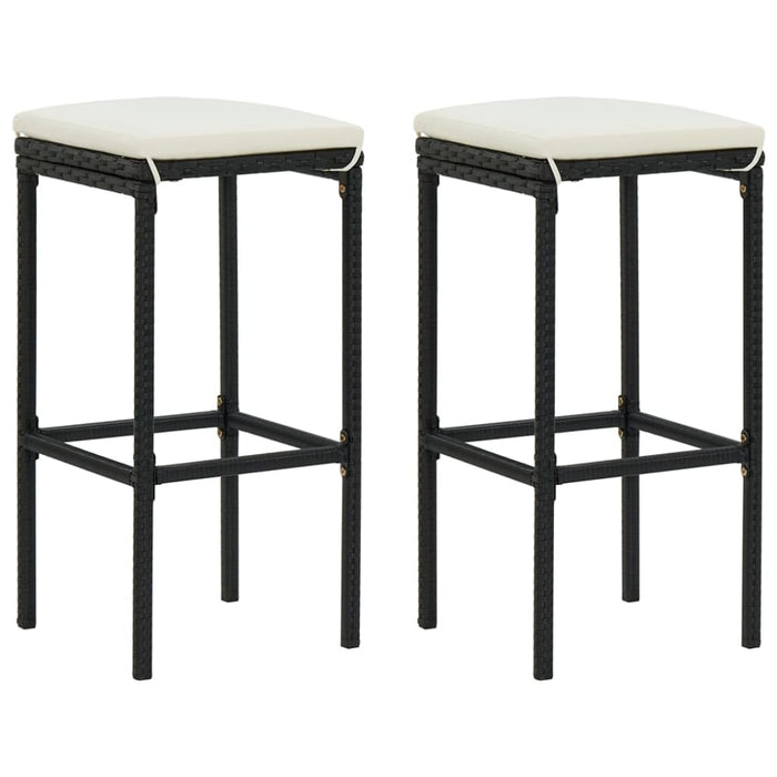 Bar Stools With Cushions 2 Pcs Black Poly Rattan Gl6851