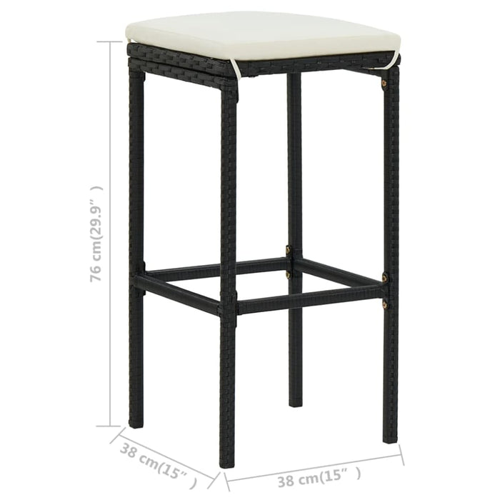 Bar Stools With Cushions 2 Pcs Black Poly Rattan Gl6851