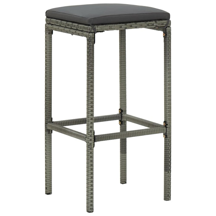 Bar Stools With Cushions 2 Pcs Grey Poly Rattan Gl67811