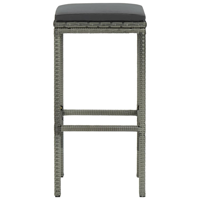 Bar Stools With Cushions 2 Pcs Grey Poly Rattan Gl67811