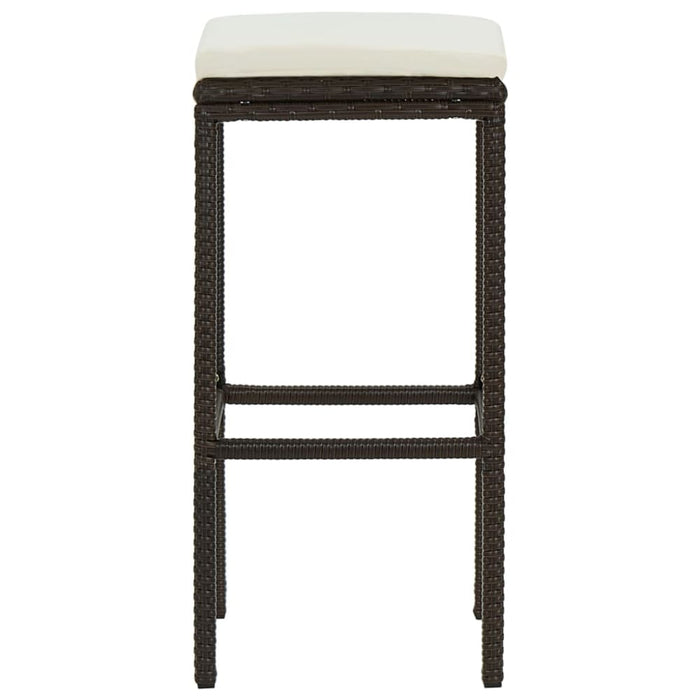 Bar Stools With Cushions 3 Pcs Brown Poly Rattan Gl6791