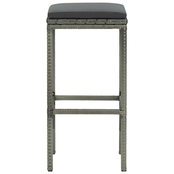 Bar Stools With Cushions 3 Pcs Grey Poly Rattan Gl6981