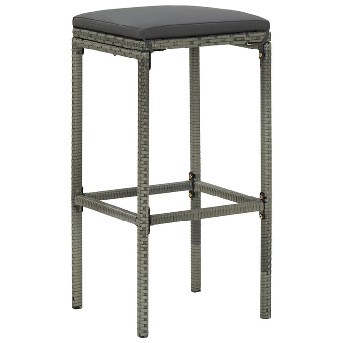 Bar Stools With Cushions 4 Pcs Grey Poly Rattan Gl6761