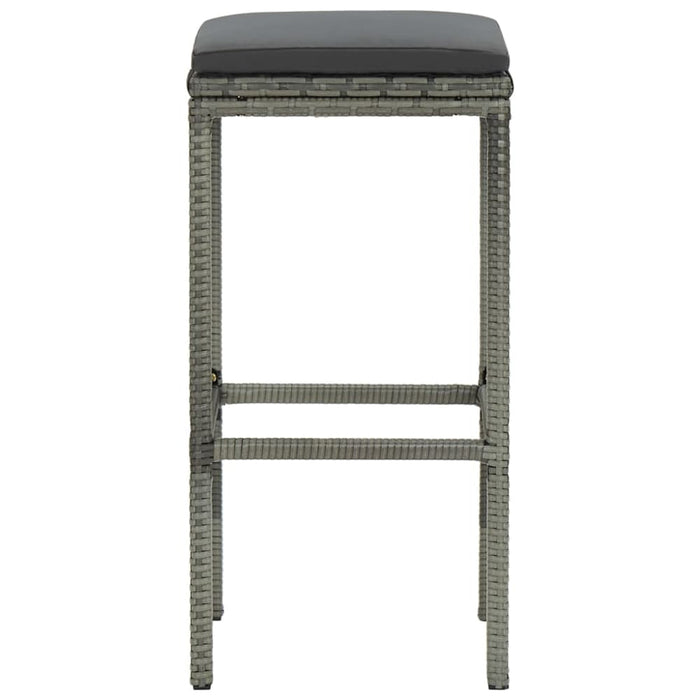 Bar Stools With Cushions 4 Pcs Grey Poly Rattan Gl6761