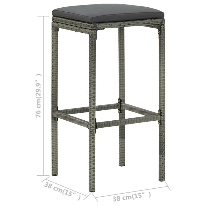 Bar Stools With Cushions 4 Pcs Grey Poly Rattan Gl6761