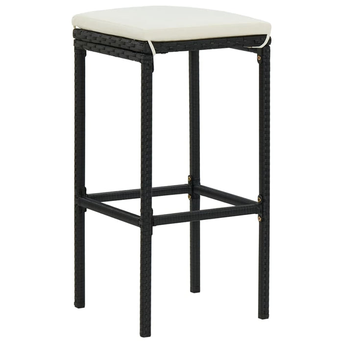 Bar Stools With Cushions 6 Pcs Black Poly Rattan Gl67519