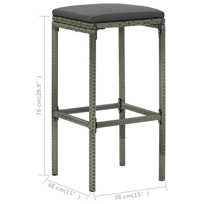 Bar Stools With Cushions 6 Pcs Grey Poly Rattan Gl69615