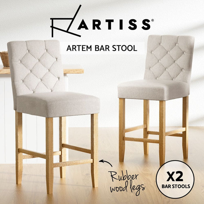 Bar Stools Kitchen Stool Wooden Barstools Linen Upholstered