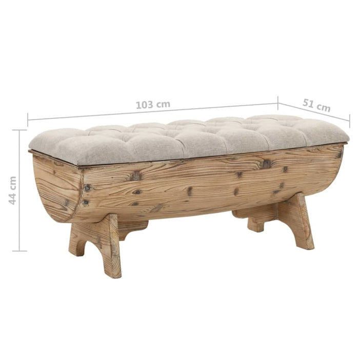 Storage Bench 103x51x44 Cm Solid Wood And Fabric Xapili