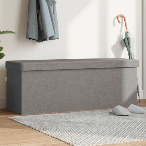 Storage Bench Foldable Light Grey Faux Linen Tiakbp