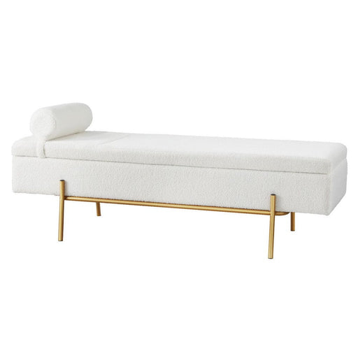 Storage Ottoman Bed 140cm Pillow Boucle Fabric