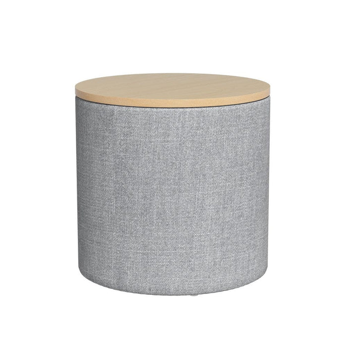 Storage Ottoman Blanket Box 40cm Linen Round Grey