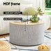 Storage Ottoman Blanket Box 60cm Linen Round Grey