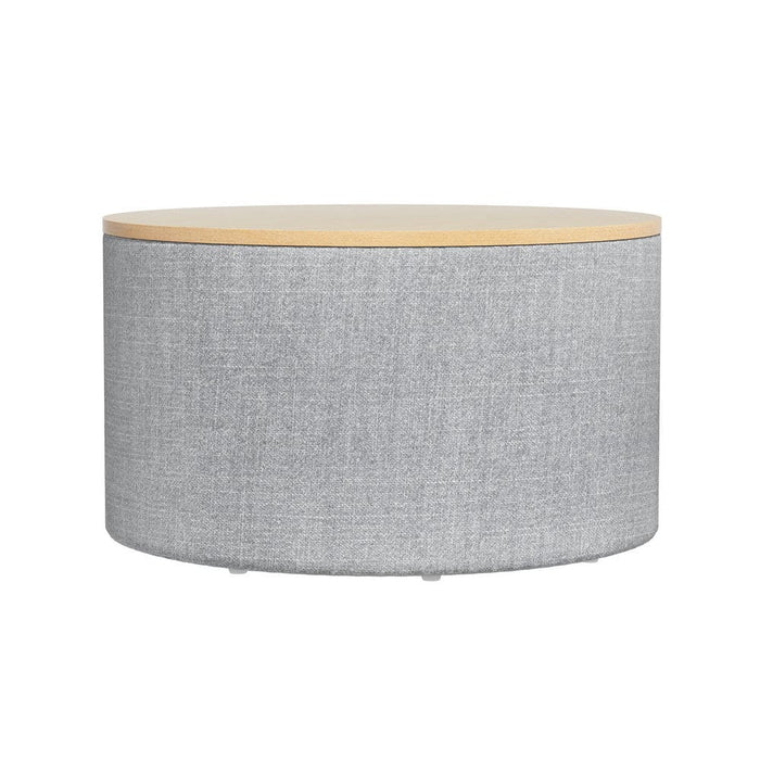 Storage Ottoman Blanket Box 60cm Linen Round Grey