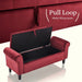 Storage Ottoman Stool Arm Bench Seat 132cm Velvet Red