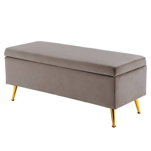 Storage Ottoman Stool Bench Seat 110cm Velvet Grey