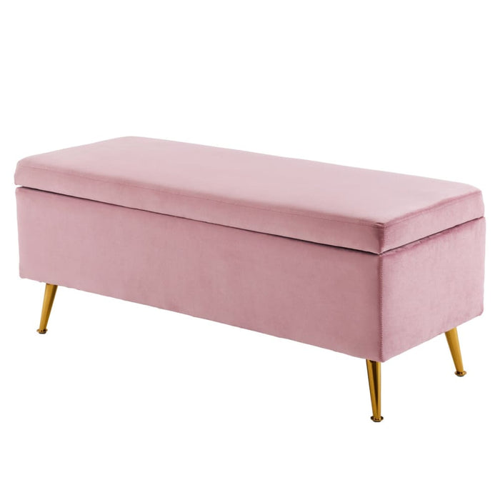 Storage Ottoman Stool Bench Seat 110cm Velvet Pink