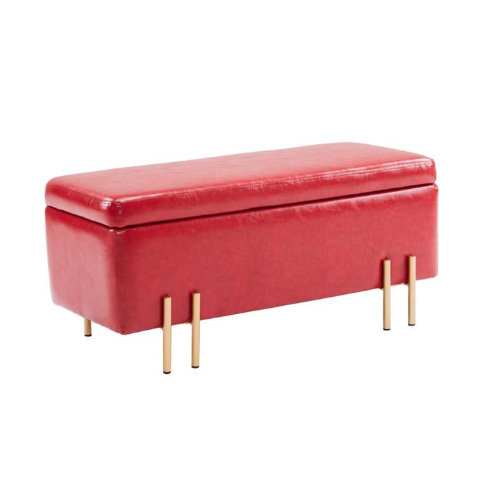 Storage Ottoman Stool Bench Seat 97cm Pu Leather Red