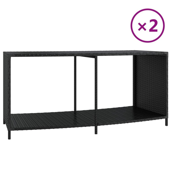 Storage Shelves 2 Pcs Black Poly Rattan Tlxxla