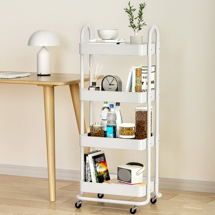 Goslash Picks Storage Trolley Kitchen Cart 4 Tiers White