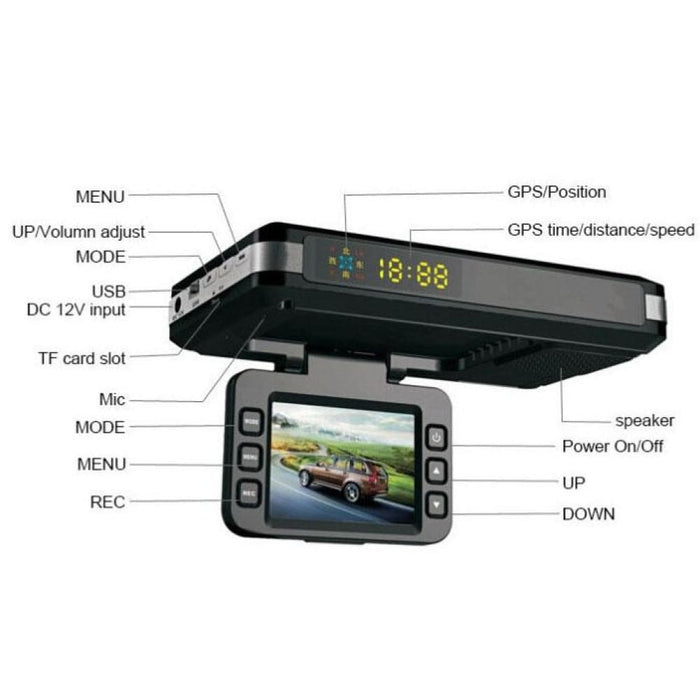 Str8500 Hd 720p 30fps 2.0 Inch Lcd Radar Detector Dvr