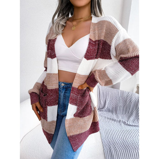 Striped Knit Cardigan for Women